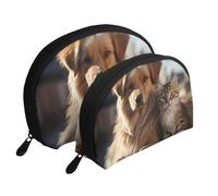 Lovely Purple Butterfly Trousse de maquillage portable avec fermeture éclair et compartiments intérieurs, Chats et chiens, Taille unique