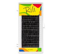 LOVELY Rili Black Extensions de cils simples en noir - M Curl, 0,07 mm d'épaisseur, 11 mm de longueur, 16 lignes - Extensions de cils artificiels, cils - Extensions de cils professionnelles pour