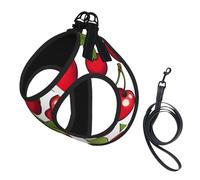 Lovely Sweet Red Cherry Harnais pour chien en maille respirante avec 3 imprimés Rouge Taille S-L