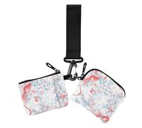 Lovely Wind Lot de 2 porte-monnaie avec poche zippée pour femme Motif poisson rouge, Joli poisson rouge en fleur de cerisier, 1 size, Décontracté