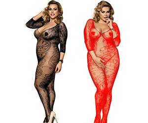 LOVELYBOBO 2 Pack Grande Taille Femmes porte-jarretelles Sexy Lingerie Bas pour Bodystocking Ouvert Bodys Babydoll