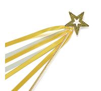 Lovelyshop Baguette Magique de fée en métal et Cristal Jaune avec Ruban pour Filles Halloween Carnaval Mascarade