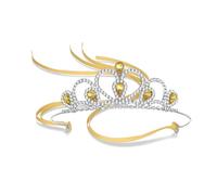 Lovelyshop Bandeau Diadème Couronne de Princesse, Pierre Précieuse Jaune, Réglable avec Ruban, Filles 5-11 Ans