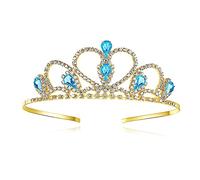 Lovelyshop Blue Gems strass diadème d’or pour petite fille dans Halloween anniversaire princesse Party
