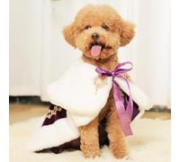 Lovelyshop Cape en Fausse Fourrure Blanche pour Animaux de Compagnie, Style couronnement Royal, pour déguisements d'halloween, Cosplay Roi, Reine, Prince et Princesse - Taille S