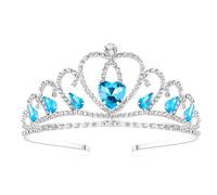 Lovelyshop Diadème coeur bleu enchanteur pour petites filles - Multicouche avec des diamants bleu marine étincelants, idéal pour les fêtes de princesse et l’habillage de costume