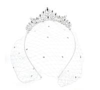 Lovelyshop Diadème de mariée en cristal avec voile de cage à oiseaux, motif feuille couronne pour mariage, fête vintage, événements formels (18+)