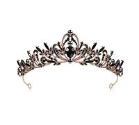 Lovelyshop Diadème gothique en alliage avec cristal noir et or rose