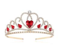 Lovelyshop Diadème rouge cœur doré pour petites filles pour fêtes de princesse et déguisement