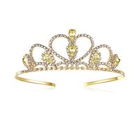 Lovelyshop jaune gemmes strass diadème or pour petite fille dans Halloween anniversaire princesse Party