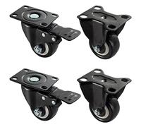 LOVEM 4 Roues pour Meubles Noir roues pour lourde charge 100KG par Roulette,Ø 38mm | Hauteur Totale: 60mm,Polyuréthane | Tôle D'acier Galvanisée | Double Roulement à Billes (38mm,2 frein+2 fixe)