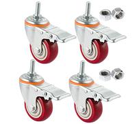 LOVEM Roues pour ?Lourde Charge Kit de 4 roulettes Pivotantes uréthane Roue de Meuble avec Tige filetée Roulements à Roulement Roues Muet en Forme pour Chariot Table Ceubles (75mm M16,Frein x4)