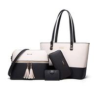 Lovematch Lot de 4 sacs à main en cuir synthétique avec poignée supérieure