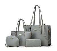 Lovematch Lot de 4 sacs à main tendance en cuir synthétique avec poignée sur le dessus pour femme, Gry-a