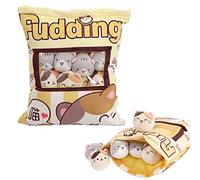 LOVEMETOO Mignon Oreiller Snack | Peluche Chat Avec 8 Jouets Amovibles | Joli Coussin Pour Compagnie, Collation Et Décoration Lit Canapé