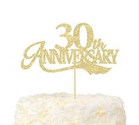 LOVENJOY 30th Anniversary Gâteau Topper Paillettes Dorées 30e Anniversaire de Mariage Decoration Gateau pour Célébration de 30 Ans de Mariage