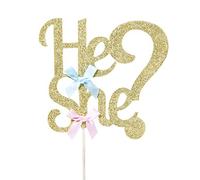 LOVENJOY Décoration de Gâteau « He or She » Doré - Gender Reveal Party Dekoration et de Fête Prénatale Cake Decorations