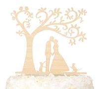 LOVENJOY Karen's Cake Toppers Décoration de gâteau en bois Couple avec 2 chats Boîte cadeau