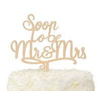 LOVENJOY with Gift Box Soon To Be Mr and Mrs Monogram Rustic Wood Wedding Engagement Cake Topper (5.9-inch) by LOVENJOY