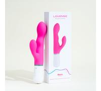 Lovense connecté Nora - rabbit vibromasseur - point G et clitoris, silicone, résistant aux éclaboussures, rechargeable USB, 23 cm - Rose