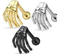 Lovepiercing Lot 3 Piercings Arcade CONNOR Main Squelette Sourcil Oreille Cartilage Tragus Helix Barbell Barre Acier Chirurgical Inoxydable anti allergique
