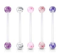 Lovepiercing Lot 5 Piercings Nombril Grossesse Grazia Paillettes Bébé Maternité Longue Barre Acrylique Pregnancy Bioflex