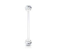 Lovepiercing Piercing Nombril Grossesse Paillettes Bébé Maternité Longue Barre Acrylique Pregnancy Bioflex Grazia Blanc