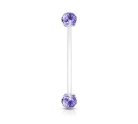 Lovepiercing Piercing Nombril Grossesse Paillettes Bébé Maternité Longue Barre Acrylique Retainer Bioflex Grazia Bleu