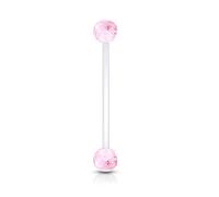 Lovepiercing Piercing Nombril Grossesse Paillettes Bébé Maternité Longue Barre Acrylique Retainer Bioflex Grazia Rose