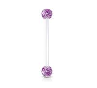 Lovepiercing Piercing Nombril Grossesse Paillettes Bébé Maternité Longue Barre Acrylique Retainer Bioflex Grazia Violet
