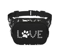 Lover Dog Sac banane unisexe carré double couche Motif empreintes de pattes de chien Accessoire d'entraînement de voyage Noir Taille unique, Noir, One Size