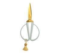 Loveria Ciseaux de bricolage - Doré - Inoxydable - Pour papier, tissu et fil - 14,5 cm de long - Pompon coloré - Ciseaux rétro vintage pour adultes et enfants