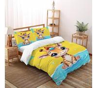 LOVEROGD 3D,Girafe Eau Imprimé Literie en Microfibre Super Douce Et Respirante Animal Theme Faune Sauvage Housses De Couettes 3 Pièces avec Taies d'oreiller Super King（260x220cm）