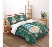 LOVEROGD Balançoire GNOME Housse De Couette 3 Pièces Aesthetic Pastoral Elf Ensemble Literie Microfibre Adulte avec Fermeture Éclair 2 Taie d'oreiller Super King（260x220cm）