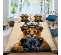 LOVEROGD Different Couleurs Housse De Couette 3 Pièces Thèmes Animaux Faune Sauvage 3D Motif Imprimé Ensemble Literie Microfibre pour Adulte Et Enfant avec Taies d'oreiller King（220x240cm）
