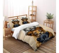 LOVEROGD Different Couleurs Housse De Couette 3 Pièces Thèmes Animaux Faune Sauvage Imprimé De Couvre-Lit Microfibre pour Adulte Et Enfant avec 2 Taie d'oreiller Double（200x200cm）