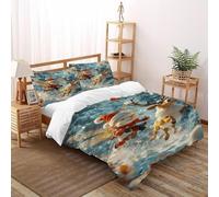 LOVEROGD Fée Renne Housse De Couette Double（200x200cm） Parure De Lit Adulte Ave Fermeture Éclair Thèmes de Noël Housse De Couette Imprimée Et 2 Taie d'oreiller