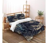 LOVEROGD Godzilla Ville Housse De Couette 3 Pièces 3D Motif Imprimé Animal Theme Linge De Lit Microfibre Adulte avec Fermeture Éclair Et Taies d'oreiller Double（200x200cm）