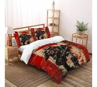 LOVEROGD Housse De Couette 3 Pièces Music LandAnimal Imprimé De Couvre-Lit Microfibre Adulte avec Fermeture Éclair Et Taies d'oreiller Super King（260x220cm）