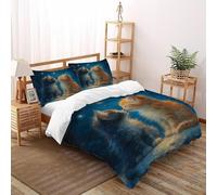 LOVEROGD Kittens Stars Housse De Couette 3 Pièces Thèmes animaliers Housse De Couette Imprimée Et 2 Taie d'oreiller Super King（260x220cm）