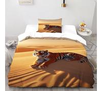 LOVEROGD Tigre Désert Housse De Couette 2 Pièces Wildlife Animal Theme Parure De Lit Microfibre pour Adulte Et Enfant avec 1 Taie d'oreiller Single(135x200cm)