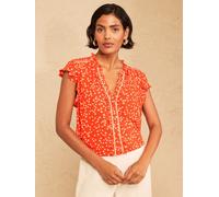 loveroses Love & Roses Flutter Sleeve Button Through Blouse orange FR 42 (EU 40)