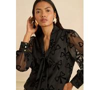 loveroses Love & Roses Long Sleeve Pussybow Blouse Noir FR 38 (EU 36)