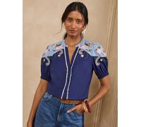 loveroses Love & Roses Two Tone Embroidered Blouse bleu FR 52 (EU 50)