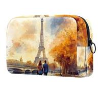 Lovers on The Paris Trousse à cosmétiques pour femme, trousse de toilette de voyage, grande pochette de maquillage pratique avec fermeture éclair, multicolore, 18.5x7.5x13cm/7.3x3x5.1in, Trousse de