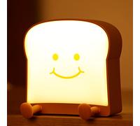 LOVERUIS Lampe de nuit pour enfants - lampe à pain lampe de nuit portable avec USB en bois, rechargeable pour les garçons et les filles (jeu)