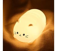 LOVERUIS Veilleuse Enfant, Veilleuse Bébé Lampe de Chevet, Contrôle Tactile 7 Couleurs Chats Veilleuse Kawaii, Veilleuse Enfant Rechargeable Cadeau Bebe Fille