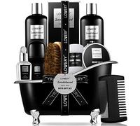 LOVERY Kit de soins de barbe et de corps pour homme Paniers cadeaux Spa Sandale Kit de bain et soins de la barbe pour lui Cadeaux d'anniversaire uniques pour lui avec baume à barbe Ace