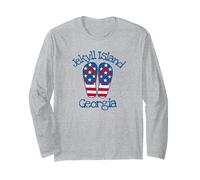 Loves Jekyll Island Tongs de plage avec drapeau patriotique de Géorgie Manche Longue