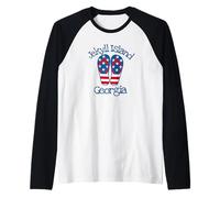 Loves Jekyll Island Tongs de plage avec drapeau patriotique de Géorgie Manche Raglan